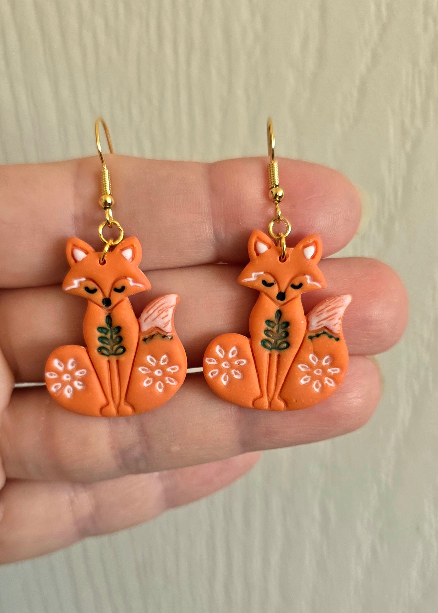 Graceful Red Blossom Fox Earrings