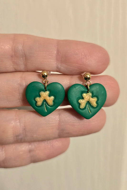 Shamrock Heart Dangle Earrings