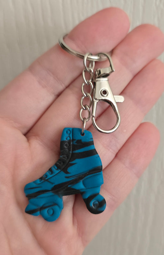 Teal and Black Skate Keychain
