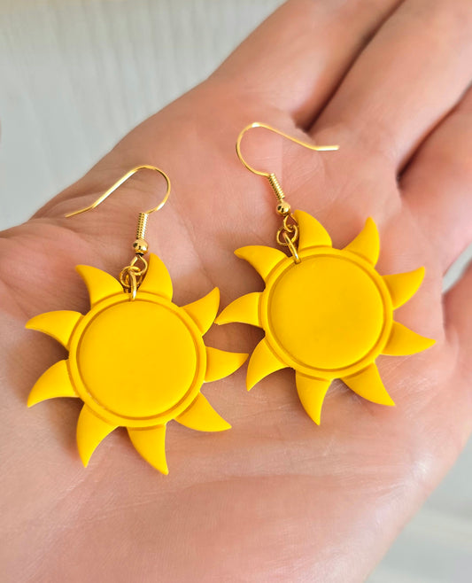 Yellow Sun Dangle Earrings
