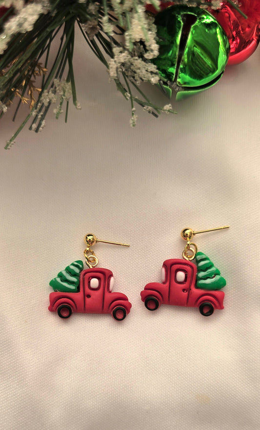 Christmas Tree Truck Earrings
