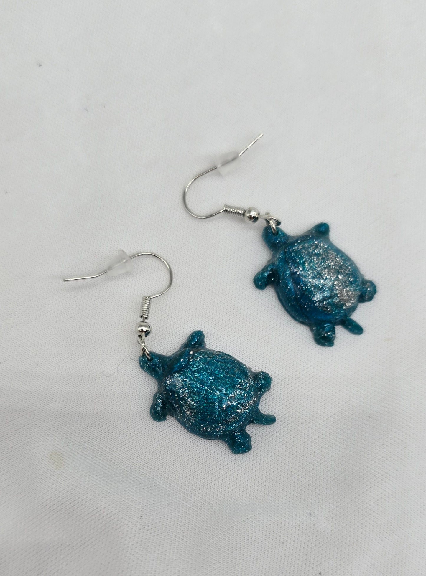 Blue and Silver Sea Turtle Earrings