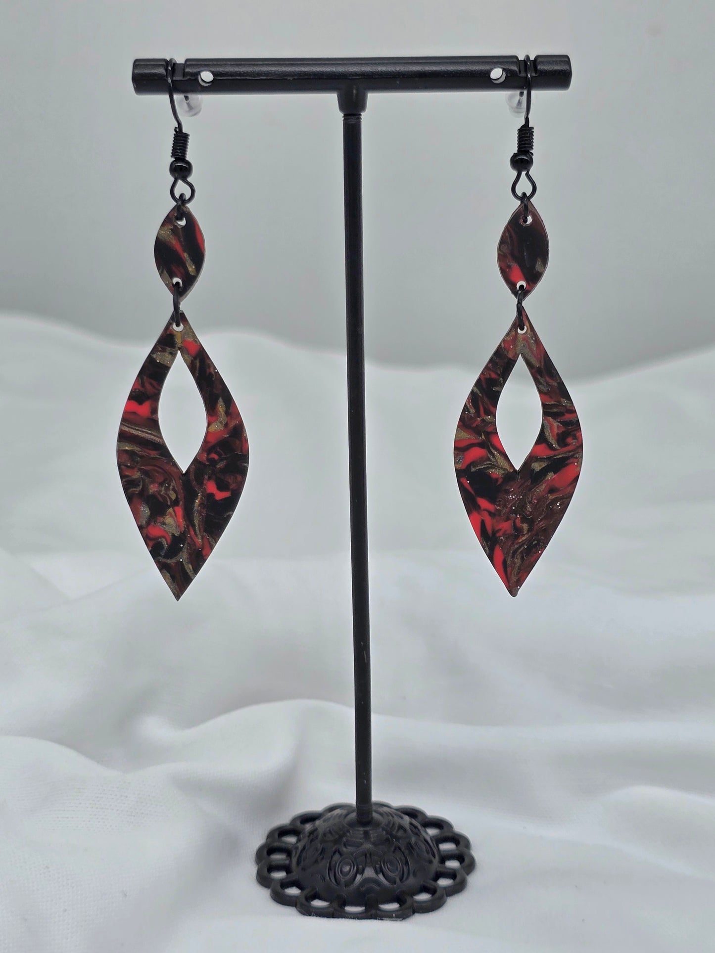 Fire and Ice Swirl Dangle Earrings